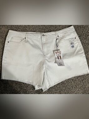 Vanilla Star White Raw-Hem Denim Shorts
